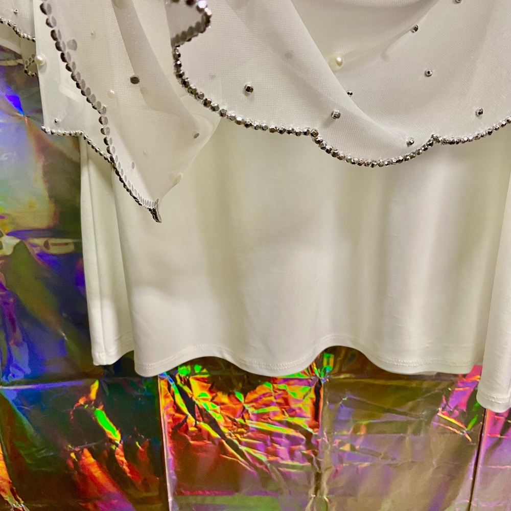 MSK Ivory Embellished Chiffon Top - Picture 3 of 6